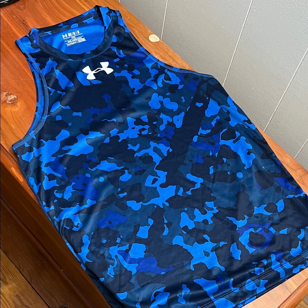 Men’s Under Armour Black and Blue Camo Tank